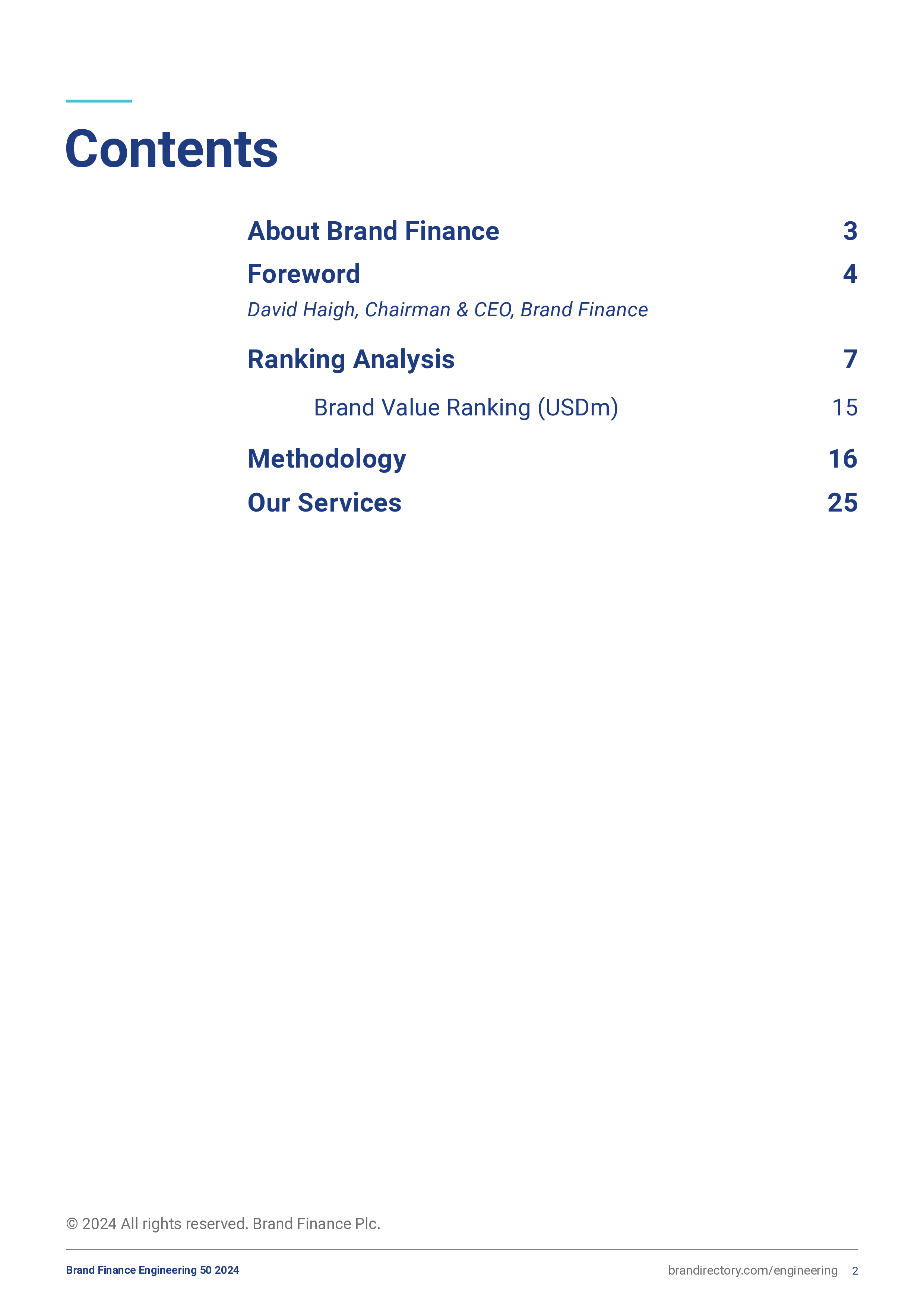 BrandFinance2024年全球工程建设品牌价值50强报告英文版34页